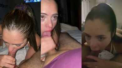 I love how she looks in her red panties while she's sucking me off... 40-year-old man, 18-year-old girl