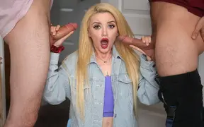 Teen slut Fae gets punished by two boyfriends' cocks in her arse