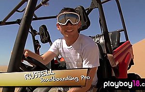 Big boobed naked badass Taylor Seinturier and GFs boarding in the desert