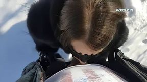 Cristall Gloss Sucking Dick in the Snow for a Facial