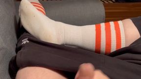 Dirty white american apparel socks: Jerk off and cumshot