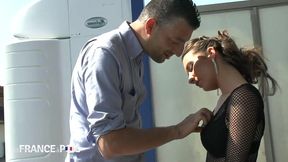young woman ass fucked in public at a car wash