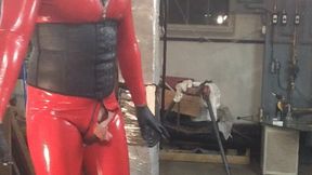 Red latex and high heels