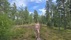 Naked Hike in Finnish Forrest