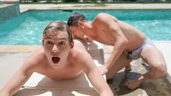 Hot poolside anal cumshots for stars Taylor Reign Jack Bailey and Dominic
