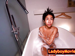 Bathing Ladyboy Teen Mouth Used