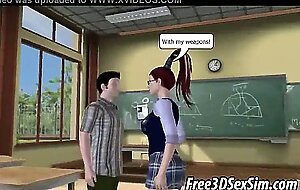 Hot 3d redhead babe fucking a jock with a strap on