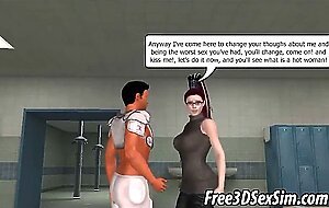 Hot 3d redhead babe fucking a jock with a strap on