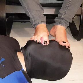 Smelly flat shoes and feet licking