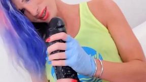 Tgirl Jamie French Takes on Massive Black Dildo in Steamy Session