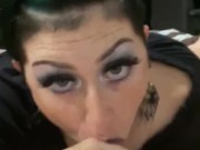 Sexy Emo Goth girl POV sucks licks swallows and clears chamber