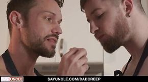 Stepfather shows gay stepson how to make cookies and eat ass