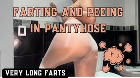 Long farts and peeing in pantyhose