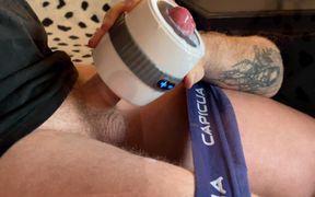 (4k) Massage Gun Edging Turned Cum Load Explosion