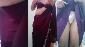 indian trans woman gaurisissy fucked in pink saree like a whore
