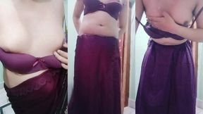 indian trans woman gaurisissy fucked in pink saree like a whore