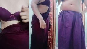 indian trans woman gaurisissy fucked in pink saree like a whore