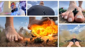 Robot giantess VS convoy of military SD