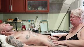 neighbor gives deep throat blowjob and swallows thick cum