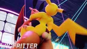 Animated 3D Pikachu Girl Fucked by Futanari Charizard