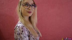 hot girl in glasses makes sloppy blowjob and deepthroat cum on face porn video