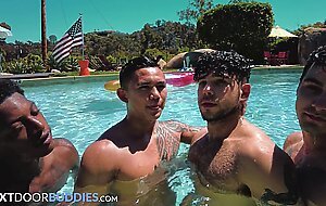 Muscle Hunk 4th Of July Interracial Orgy - Ty Santana, Damien Cruz - NextDoorBuddies