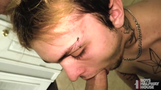 Blond Tattooed Submissive Teen Fucks Daddy Bareback POV