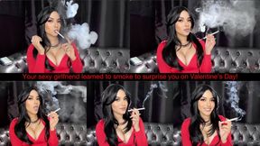 Your sexy girlfriend learned to smoke to surprise you on Valentine’s Day!