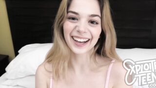 See this cute teenie with small jugs suck penis