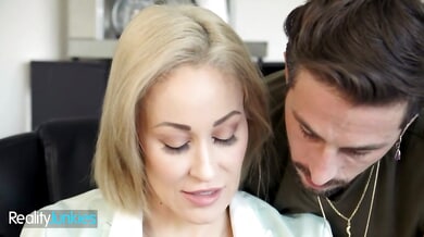 Blonde Ryan Keely embraces stepson Lucas Frost in steamy office and bedroom scenes