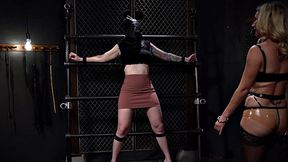 Kinky blonde MILF dominates sub with strap-on & whip in kinky BDSM casting