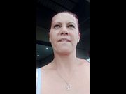 Amateur MILF Public cum walk after fucking stranger in public toilet.