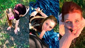The Field On A Chain, Blowjob On Knees In The Forest And Licking The Owners Feet - Lovessie