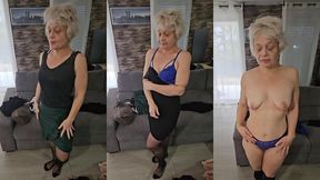 je fait un essayage sexy et me caresse ma chatte humide