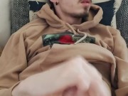 Jerking off and cum in my bed [Vertical version]