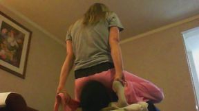 Pink sweats straddle smother panic games