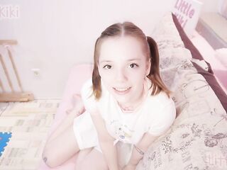 step DAD and LITTLE step DAUGHTER were watching a clip, but then that babe lost her guard and got a CREAMPIE