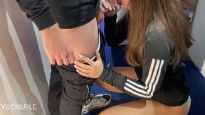 Risk-taking Blowjob in Changing Room Ends in Facial - Amateur