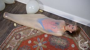 Web Heroine Trapped in Giant Balloon – Elastic Bondage Struggle & Failed Escape - 1080p