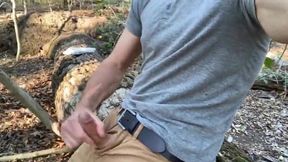 Jacking off My Big Cock in the Woods, in Outdoor, Talking Too