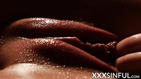 ”Horny lesbo girls orally pleasure each other after massage”