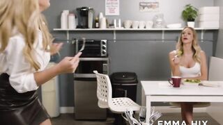 ADULT TIME - Lusty Dyke Coworkers Emma Hix And Blake Blossom Eat Cunt For Lunch Into The Breakroom