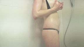 Awesome Blonde Babe Sapphire Likes to Feel Wet T-shirt in the Shower Before Washing Her Gorgeous Body