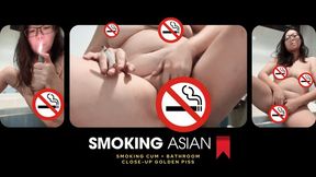 Peeing Smoking Asian MILF: Smoking Bath Orgasm + Close-Up Urethra Golden Piss