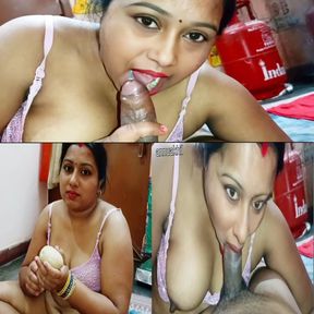 Indian desi maid left by owner to cook Sammy