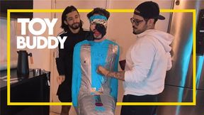 Toy Buddy - Wrapped in plastic and tape, and teased by friends! (1080p) Gay Bondage - Gay Domination - Mummification - Humiliation - Objectification - BDSM