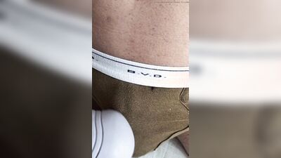 I tried to ejaculate inside the BVD bikini briefs (the color is khaki!).