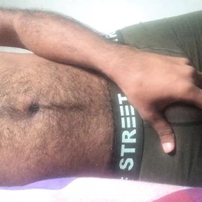 Black hairy daddy masturbation on underwear