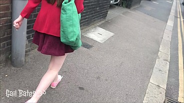 Public remote vibrator play and sex on balcony
