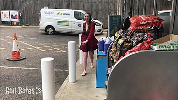 Public remote vibrator play and sex on balcony